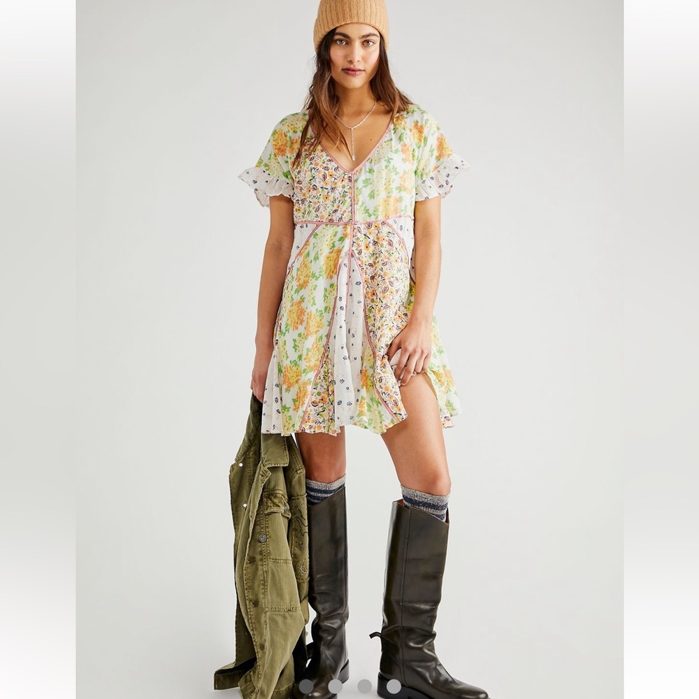 Free People Wildflower Patchwork Mini Dress Size M, NWOT - Picture 5 of 8